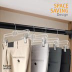 Hanger Central Premium 14 Inch Clear Pants Hangers with Adjustable Clips - 12 Pack Space-Saving Skirt Hangers - Non-Slip Heavy Duty Plastic Closet Organizers with 360° Swivel Hook
