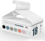 Neaties Heavy Duty Clothes Hangers 18 Pack – Made in the USA – 8lb Capacity Plastic Hangers for Adult Clothing – Durable for Pants, Coats, Jackets, or Jeans – White
