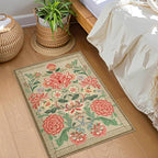 GarveeHome Camel Pink Floral 2x3 Door Mat Indoor Rugs for Entryway Small Taupe Brown Vintage Boho Cottage Washable Non-Slip Low-Pile Rug for Bedroom Kitchen Bathroom Entrance