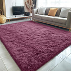 OLANLY 5x7 Machine Washable Large Area Rugs for Living Room, Bedroom, Soft Fluffy Shaggy Bedside Rug, Indoor Floor Carpet for Kids Girls and Boys, Dorms, Nursery, Home Decor Aesthetic, Burgundy