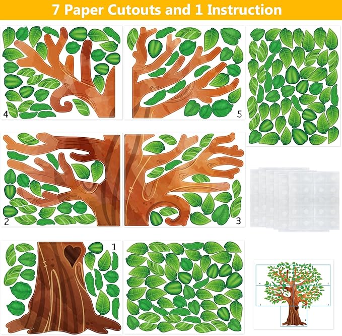 Fancy Land Classroom Tree Bulletin Board Set Tropical Leaves Summer Tree Decoration Cutouts for Classroom Wall Decor School Supplies