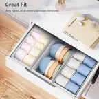 DIMJ Drawer Organizer Clothes - Underwear Organizer Small Sock Organizer Box Dresser Organizer,Drawer Dividers for Baby Clothes,Bra,Socks, Belt, Tie, Set of 9,White