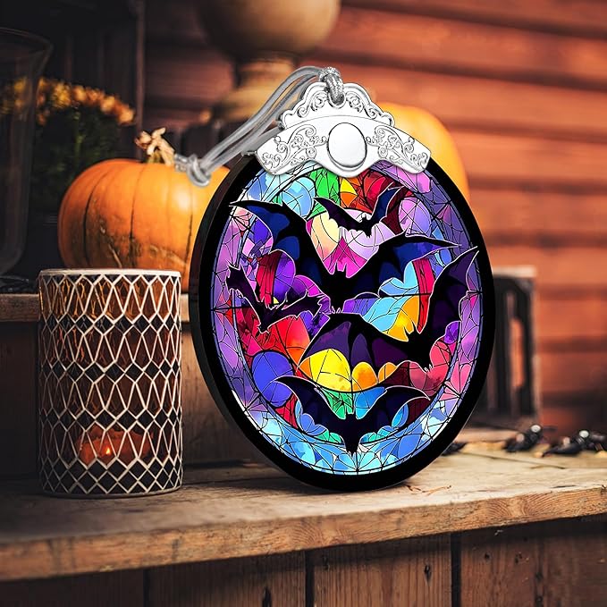 Jocidea Bat Hanging Ornament Glass Ornament - Christmas & Halloween Decoration - Keepsake Gift