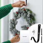 MorningRo 4 Set Large Front Door Garland Hanger Heavy Duty Cast Iron 33 lb Door Garland Hanger Self Adhesive Hook No Nails Screws for Christmas Halloween Decorations(Black)