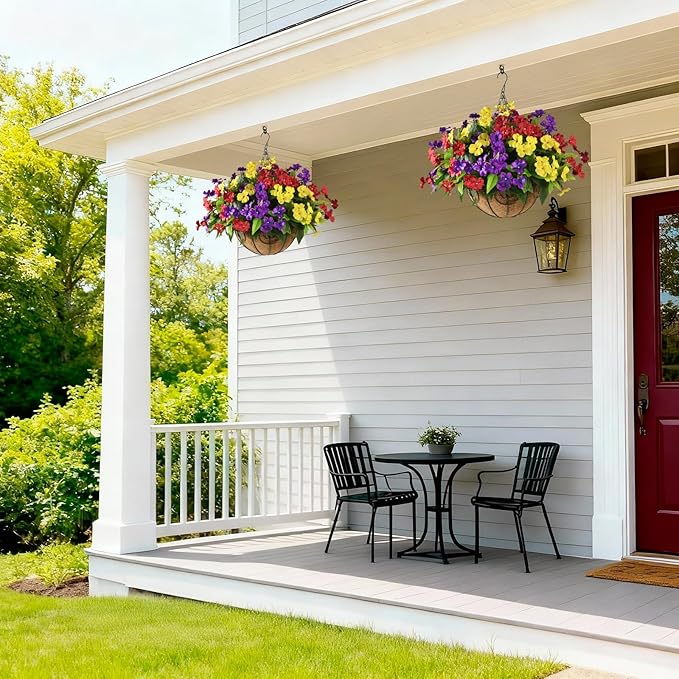 Artificial Fake Flowers for Outdoor, 6 Bundles UV Resistant Faux Plants Decoration Silk Flowers No Fade Plastic Flowers for Outside Planters Home Porch Patio Yard Garden Decor