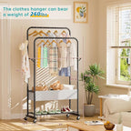 SINGAYE Clothes Garment Coat Rack Drying Clothing Racks Metal Freestanding for Hanging Clothes Portable Closet for Laundry Bedroom Black