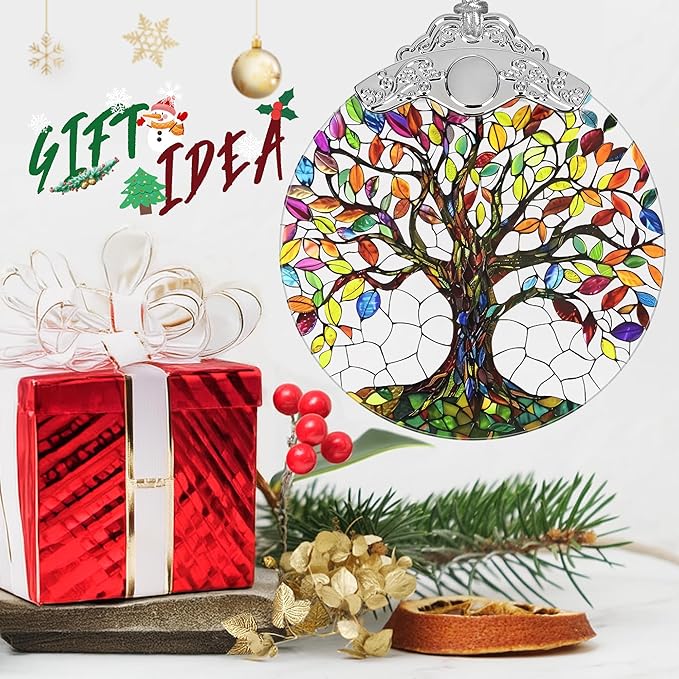 Tree of Life Stained Glass Orament - Christmas Ornament - Christmas Decorations for Tree - Holiday Present ldeas - Gift Exchange