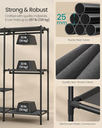 SONGMICS Clothes Rack, Portable Closet, Heavy-Duty Wardrobe Closet Organizer with Hanging Rails and Shelves, 79.9 Inches Tall, Total Load 297 lb, Easy Assembly, for Bedroom, Ink Black URDR212BZ01