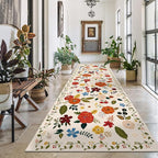 U'Artlines 2'6" x 8' Boho Runner Rug for Hallways Kitchen Colorful Floral Soft Non Slip Washable Floor Carpet Runners for Entryway Laundry Room Bathroom Beige