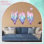 Jetec 3 Pcs Dream Catcher Moon Sun Star Design Handmade Traditional Design Craft Ornament Wall Art Hanging Home Decoration Bedroom Wedding(Macaron Color)