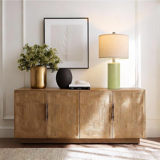 G-SAFAVA 20.5" Small Table Lamps for Living Room Lamp Single Ceramic Lamps for Bedroom Bedside Lamps Modern Boho Lamps for Night Stands Farmhouse Nightstand Lamp Side End Table Lamp, Light Green