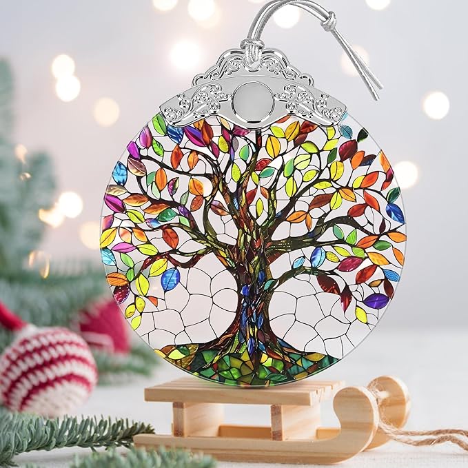 Tree of Life Stained Glass Orament - Christmas Ornament - Christmas Decorations for Tree - Holiday Present ldeas - Gift Exchange