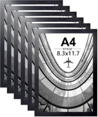 KTKDE A4 Picture Frame Set of 6, 8.3x11.7 In Certificates Documents Frames Black,Poster Frames, Modern Style Wood Composite Frame Wall Gallery Photo Frames Home Decor best gift