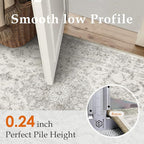 5x7 Area Rug Gray Washable Living Room Vintage Carpet Bedroom Non Slip Soft Low Pile Soft Thin Dining Room Office Accent Throw Rug