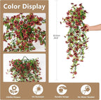 Artificial Hanging Flowers for Outdoors, 2 Pcs Fake Hanging Faux Plants Flowers Spring Summer Decor, UV Resistant Artificial Realistic Flower for Front Door Porch Planter Patio Garden(Brown)