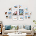 Vittanly Picture Frames Set of 16, Gallery Wall Frame Set with 2Pcs 11x14, 2Pcs 8x10, 6Pcs 5x7 and 6Pcs 4x6 Photo Frames, Picture Frames Collage Wall Decor for Wall or Tabletop Display, White