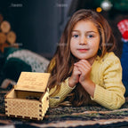 AUEAR, Wooden Hand Crank Twinkle Little Stars Music Box Vintage Handmade Best Gift for Friends