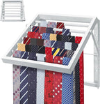 Tie Organizer for Men, Tie Organizer up to 54 Ties, Metal Tie Racks for Men Closet, Tie Holders for Closet, Tie Rack Wall Mounted, Suitable for Ties, Scarves and Belts Organization (White)