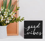 SRADMO Black and White Wood Box Sign Desk Decor 6x6, Inspirational Desk Decor Wooden Block Box Sign For Home Office Shelf Table Decoration (Black)