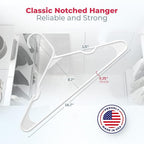 Neaties Plastic Hangers 45 Pack – Made in The USA – 6lb Capacity Standard Clothes Hangers with Notches and Reinforced Edges for Dresses, Lingerie, Shirts, Pants, and Jackets – Gray