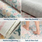 Lessymo 8x10 Washable Rug for Living Room, Soft Non Slip Pink Area Rugs for Bedroom Nursery Dining Room, Low Plie Boho Forest Large Carpet Botanical Colorful Cute Flower, Pink Green