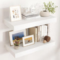 Venusmiles Floating Shelves for Wall, 24 Inch Wide x 12 Inch Deep Floating Shelves, Long Wood Floating Wall Shelf Shelves for Living Room Bathroom Bedroom Kitchen Home - (White, 24" W x 12" D x 2" H)