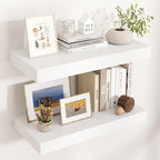 Venusmiles Floating Shelves for Wall, 24 Inch Wide x 12 Inch Deep Floating Shelves, Long Wood Floating Wall Shelf Shelves for Living Room Bathroom Bedroom Kitchen Home - (White, 24" W x 12" D x 2" H)