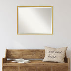 Amanti Art White Wall Mirror 23x29 Paige White Gold Rectangle Bathroom Mirror for Wall Decor Living Room, Large Modern Wood Frame, Hangs Horizonally and Vertically, Bathroom Decor, Beveled Edge