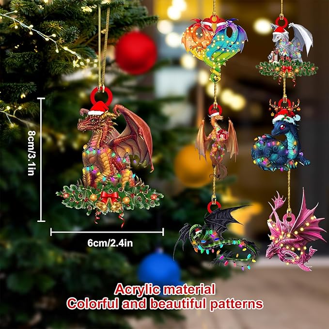Gytera 2025 Dragon Ornaments for Christmas Tree- Dragon Hanging Acrylic