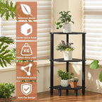 YUFAM 3-Tier Corner Shelf with Sturdy 5-Leg Base, Wooden Corner Bookshelf for Small Spaces, Small Corner Table for Living Room, Bedroom, Office, Black