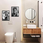 Funny Bathroom Canvas Wall Art Set of 2 - Black Floating Frame Black and White Vintage Comedy Movies Posters, Funny Toilet Humour Smell Wall Decor Prints for Bathroom Decor 12x16 in