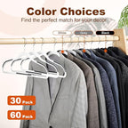 HOUSE DAY Heavy Duty Plastic Hangers 30 Pack, Non Slip Clothes Hangers with Rubber Pads and 360° Hook - Thin 0.2 Inch, Space Saving Coat Hanger White, Closet Organizer for Shirt, Pants, Suit, Skirt