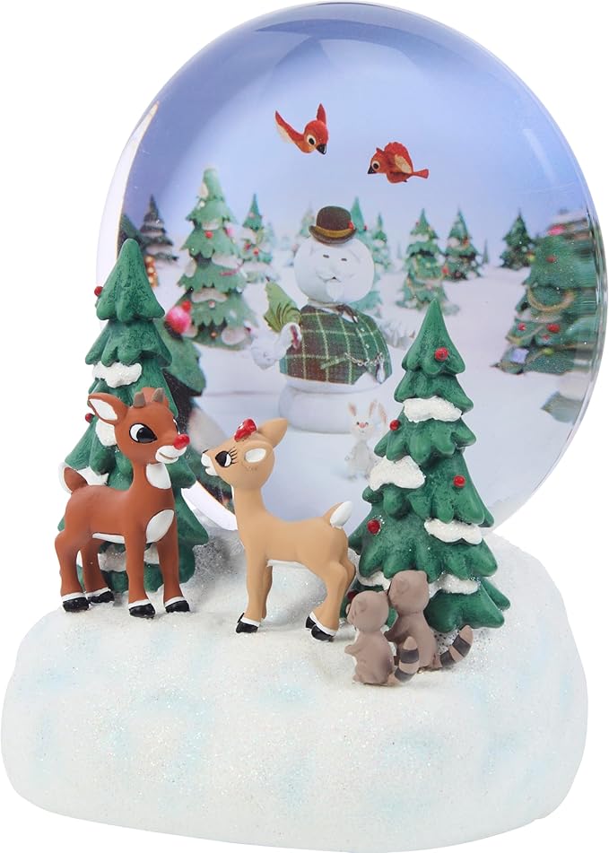 Precious Moments 241718 Rudolph The Red-Nosed Reindeer I’m Fawn’d of You Resin/Glass Musical Snow Globe
