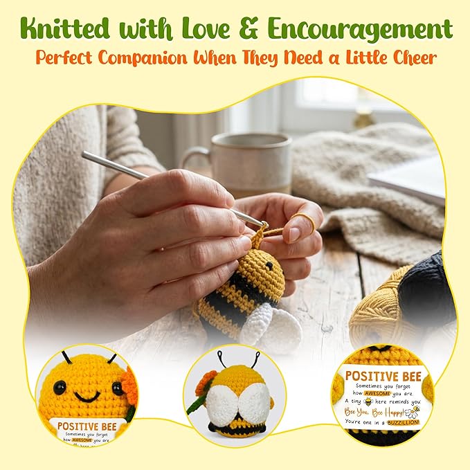 OASSIE Thank You Gifts for Women Men - Handmade Positive Animals Bee Crochet - Birthday Appreciation Gifts for Teacher Nurse Coworker Boss Friend, Retirement Gift for Woman