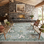 Botanical Floral Area Rug 8x10 Light Green Cream Vintage Garden Design, Perfect for Living Room, Bedroom, Kids Room, Nursery - Stain & Water Resistant Non-Slip, Pet & Child Friendly Area Rugs