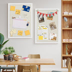 AKTOP 2 Pack White Cork Bulletin Board with Linen 18" X 24", Large Framed Corkboard for Wall, Hanging Pin Board Picture Board for Home Office Decor, Cute Vision Board with Pushpins