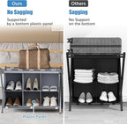 Luggage Rack for Guest Room, Folding Suitcase Stand with 6-Cube Fabric Storage Shelf, Luggage Holder, Steel Foldable Luggage Stand for Guest Room, Bedroom, Hotel, Grey