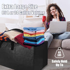 SWEET DOLPHIN 6 Pack Extra Large Moving Bags with Strong Zippers & Carrying Handles, Heavy Duty Storage Tote for Space Saving Moving Storage, Fold Flat, Alternative to Moving Box, Black