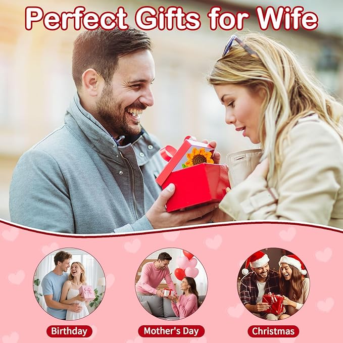 Gifts for Wife Her from Husband, To My Wife Handmade Crochet Mini Sunflower Doll, Valentines Anniversary Wedding Birthday Romantic Gifts for Women Her, Mothers Day I Love You Cute Sweet Gift for Wifey