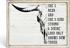 Putuo Decor Bohemian Western Wall Decor, Artistic Cowboy Prints, Square Wall Pediments for Living Room and Hallway (Cow Skull Head)