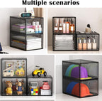 6 Pack Upgrade Harder Shoe Organizer, Shoe Storage with Magnetic Front Door, Clear Shoe Boxes Foldable Space-Saving Shoe Rack for Sneaker Boot Container, Black
