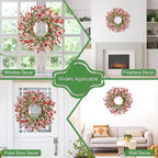 Artgar Front Door Wreath 26 Inch Spring/Summer Wreaths for Front Door, Front Door Wreaths for All Seasons for Indoor Outdoor Home Office Wall Window Wedding Farmhouse Decor (Red Pink)
