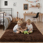 Fluffy 4x6 Area Rugs for Living Room Bedroom: Ultra Soft Shag Rug Non-Slip Non-Shedding Small Plush Bedside Rug Indoor Floor Carpets for Kids Room Playroom Entryway Nursery Dorms Home Decor Brown