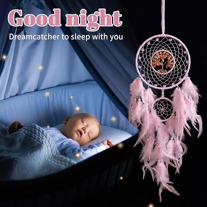 Pink Dream Catchers, Dreamocean Crystal Large Dream Catcher Boho Dreamcatcher Wall Hangings Window Decor Gifts for Adults Boys