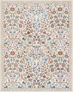 Moynesa Floral Washable Rugs, 8x10 Area Rug for Living Room, Soft Large Boho Bedroom Rugs, Flower Non Slip Ultra Thin Botanical Carpet for Dining Room Nursery Office, Beige