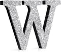 Qunclay 12'' Silver Crystal Diamond Bling Letters Crushed Diamond Decoration Wooden Glitter Letter with Screw and Hooks Rhinestone Gift for Wedding Y2k Mcbling Bedroom Wall Decor (Letter W)