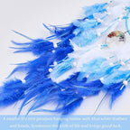 Dreamlike Butterfly Tree of Life Dream Catcher Wall Decor Blue Dream Catcher with Crystal Stone Handmade Feather Dreamcatchers Home Decor Wall Hanging for Girls Bedroom Wedding Craft Gift-29.5"