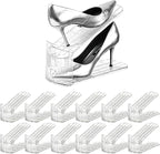 Shoe Slots Organizer，12Pack Clear Shoe Stackers for a Pair of Shoes,Adjustable Shoe Rack with Three Levels，Shoe Storage Shoe Space Saver