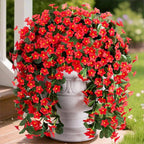 HyeFlora Artificial Fake Hanging Plants Flowers for Outdoor Outside Spring Decoration, 2 PCS Faux Silk Daisy Red Orchid Vines UV Resistant Realistic for Home Indoor Porch Patio Balcony