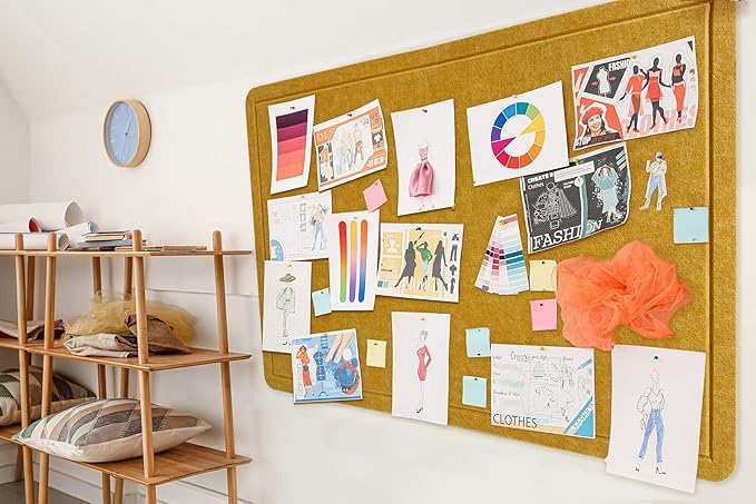 Large Bulletin Board - Foldable 36x17.5 Inches Cork Board Alternative with 20 Push Pins, Self-Adhesive Felt Bulletin Board for Wall, Home Office Classroom Decor